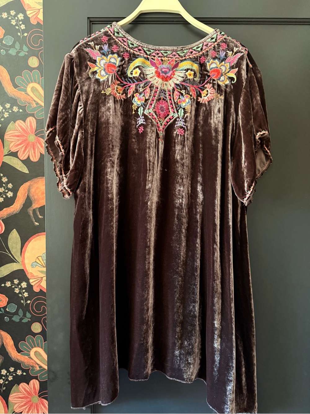 Johnny Was Ioana Velvet Drape Top NWT Size XXL Embroidered Colorful Boho Shirt - Picture 5 of 6